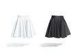 Blank black and white women mini skirt mockup, side view