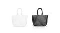 Blank black and white women`s leather bag mock up isolated.