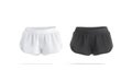 Blank black and white women shorts mock up, front view