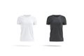 Blank black and white women t-shirt mockup set, front view