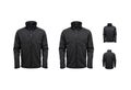 Blank black windbreaker mock up, different views. Royalty Free Stock Photo