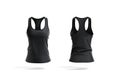 Blank black women racerback tanktop mockup, front and back view Royalty Free Stock Photo