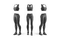 Blank black women sport uniform mockup, front and side view Royalty Free Stock Photo