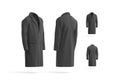 Blank black wool coat mockup, different sides
