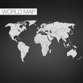 Blank Black World map isolated on black background. Best popular template for website, annual reports, infographics. Royalty Free Stock Photo