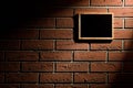 Blank blackboard hanging on brick wall Royalty Free Stock Photo
