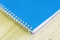 Blank blue book empty cover book spiral stationery school supplies for education business idea book cover design note pad memo on Royalty Free Stock Photo