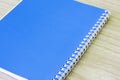 Blank blue book empty cover book spiral stationery school supplies for education business idea book cover design note pad memo on Royalty Free Stock Photo