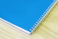 Blank blue book empty cover book spiral stationery school supplies for education business idea book cover design note pad memo on Royalty Free Stock Photo