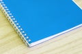 Blank blue book empty cover book spiral stationery school supplies for education business idea book cover design note pad memo on Royalty Free Stock Photo