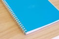 Blank blue book empty cover book spiral stationery school supplies for education business idea book cover design note pad memo on Royalty Free Stock Photo