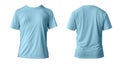 Blank blue clean t-shirt mockup, isolated, front view. Empty tshirt model mock up. Clear fabric cloth for football or style outfit Royalty Free Stock Photo