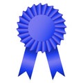 Blank blue color rosette award ribbon Royalty Free Stock Photo