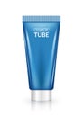 Blank blue cosmetic tube design mockup. Beauty care cream or gel plastic package Royalty Free Stock Photo