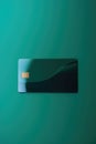Blank blue credit card with microchip on blue, copy space, created using generative ai technology Royalty Free Stock Photo