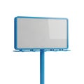 Blank Blue Framed Billboard Sign on Pole with White Copy Space Isolated on White advertisement Royalty Free Stock Photo