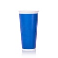 Blank blue paper cup for soft drink or coffee. Studio shot isolated on white Royalty Free Stock Photo