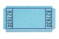 Blank blue raffle ticket isolated on white plain cut out