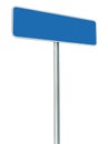 Blank Blue Road Sign Isolated, Large White Frame Framed Roadside Signboard Perspective Copy Space Royalty Free Stock Photo