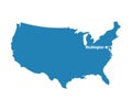Blank Blue similar USA map with DC Washington isolated on white background. United States of Americ Royalty Free Stock Photo