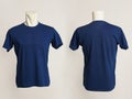 Blank blue tshirt template  from two sides Royalty Free Stock Photo
