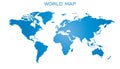 Blank blue world map isolated on white background. World map vector template for website, infographics, design. Flat earth world Royalty Free Stock Photo