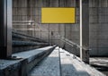 Blank Board for Mockup. Empty Horizontal Poster on the Concrete Wall. Outdoor Scene, Modern Industrial Loft Building.Clipping Path