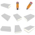 Blank book cover over white background and pencil Royalty Free Stock Photo