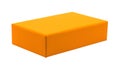 Blank box isolated on white background. Orange product package for your design. Clipping paths object. Rectangle shape