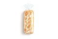 Blank bread in transparent cellophane pack mockup, top view