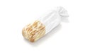 Blank bread in white transparent cellophane pack mockup, side view