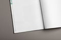 Blank Brochure magazine isolated on grey to replace your design Royalty Free Stock Photo