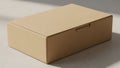 Blank Brown Cardboard Box Mockup on a Plain Surface Royalty Free Stock Photo
