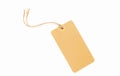 Blank brown cardboard Price tag or label isolated on a white background. Royalty Free Stock Photo