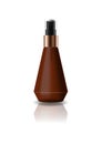 Blank brown cone shape cosmetic bottle with pressed spray head for beauty or healthy product.