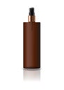 Blank brown cosmetic cylinder bottle with pressed spray head for beauty or healthy product.