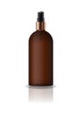 Blank brown cosmetic round bottle with pressed spray head.