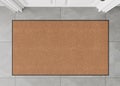 Blank brown door mat on the floor at home. Welcome mat with copy space for your text. Doormat mock up. Carpet at Royalty Free Stock Photo