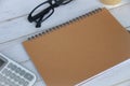 Blank brown notepad with space customizable for text or ideas. Copy space for ideas Royalty Free Stock Photo