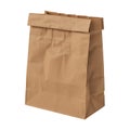 Blank brown paper sack with folded top on transparent background AI Generated Royalty Free Stock Photo