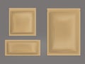 Blank brown sealed sachets realistic vector set