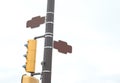 Blank brown street signs and traffic lights Royalty Free Stock Photo