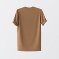 Blank Brown Textile Tshirt Isolated Center White Empty Background.Mockup Highly Detailed Texture Materials.Space for