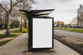 blank bus stop advertising billboard city. High quality photo