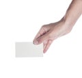 Blank business card in a female hand Royalty Free Stock Photo
