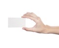 Blank business card in a female hand Royalty Free Stock Photo