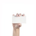 Blank business card in a female hand. Concept Royalty Free Stock Photo