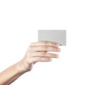 Blank business card in a female hand. Concept Royalty Free Stock Photo