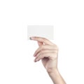 Blank business card in a female hand. Concept Royalty Free Stock Photo