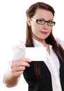 Blank business card in a hand. Royalty Free Stock Photo